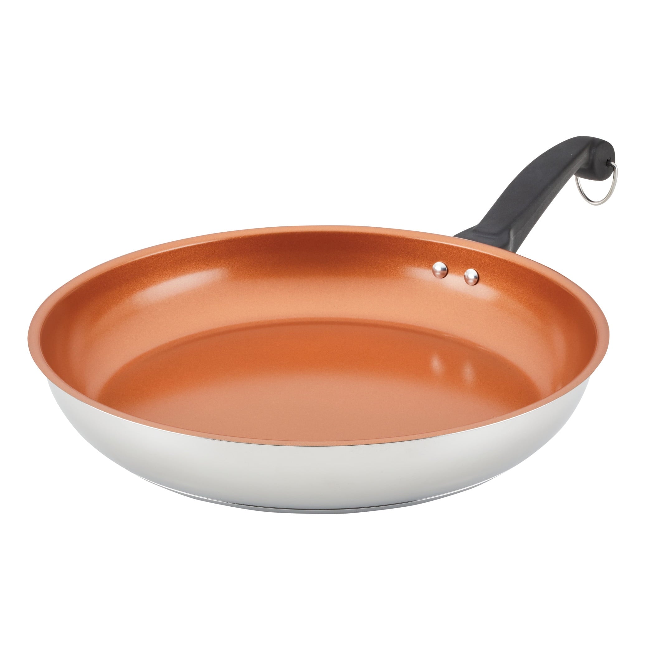 Farberware Classic Traditions 12.5 Inch Ceramic Nonstick Frying Pan - Induction Compatible, Metal Utensil Safe, Dishwasher Safe, Stainless Steel