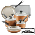 Farberware Cookstart Aluminum DiamondMax Nonstick Cookware Set - 15-Piece, Copper