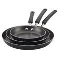 Farberware Easy Clean 3 Pcs Nonstick Frying Pans / Skillets - Dishwasher Safe, 8 Inch, 9.75 Inch, 12 Inch, Black