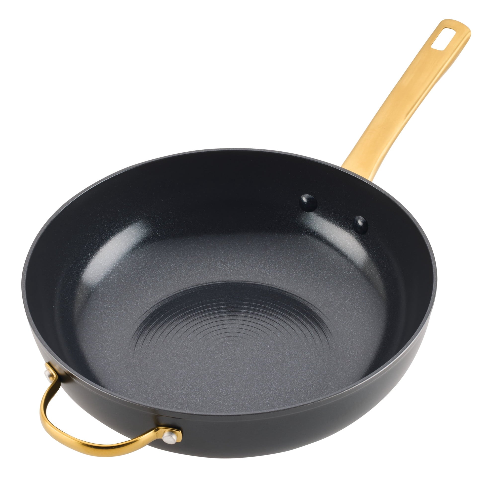 Farberware Forged Induction 12 Inch Ceramic Nonstick Stir-Fry Pan with Helper Handle - Dishwasher Safe and Oven Safe to 500°F, Black