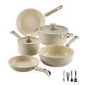 Farberware TrueCook 12pc Ceramic Cookware Set - Dishwasher and Oven Safe, Taupe