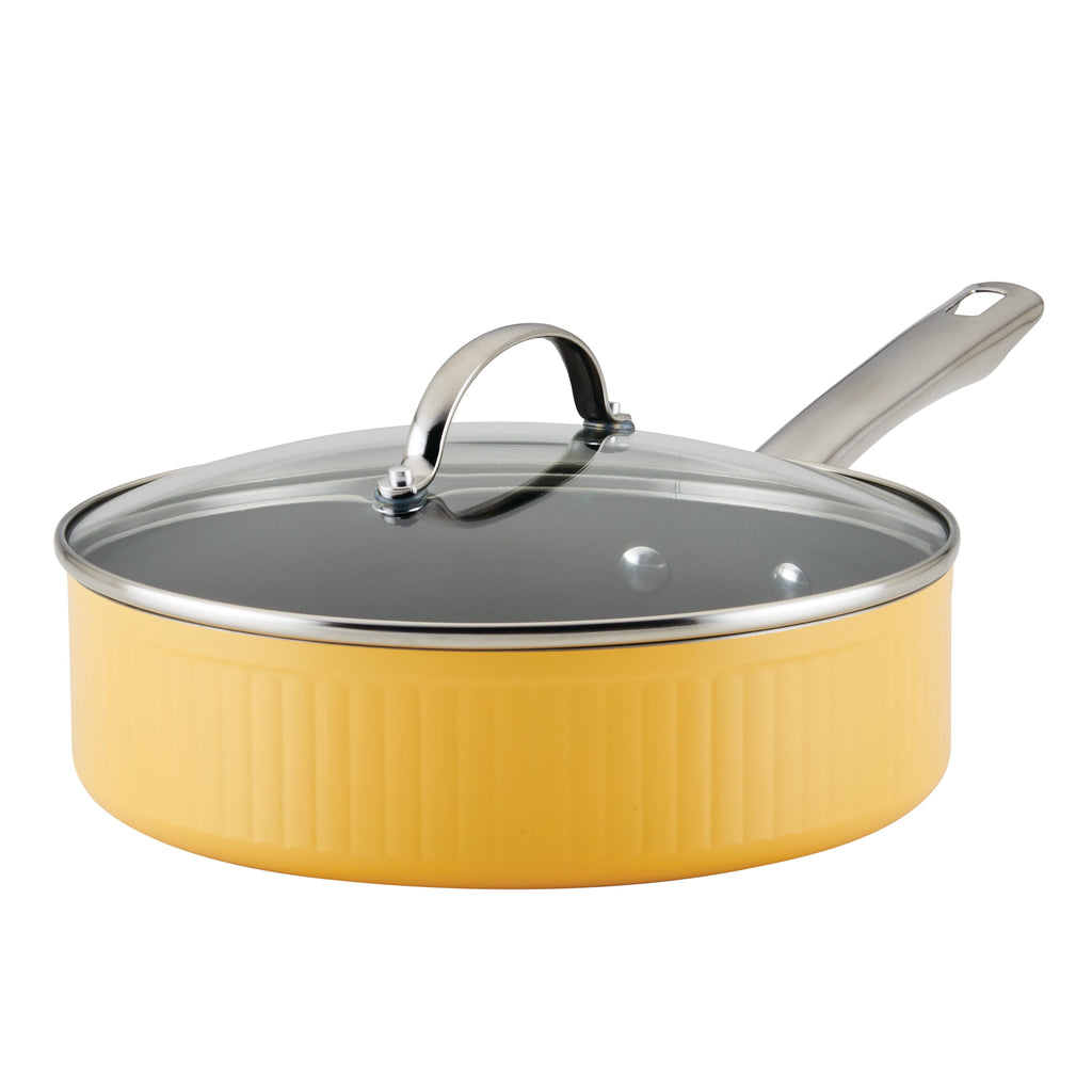 Farberware Style 3 Quart Nonstick Saute Pan with Tempered Glass Lid - Dishwasher Safe and Oven Safe to 500Â°F, Yellow
