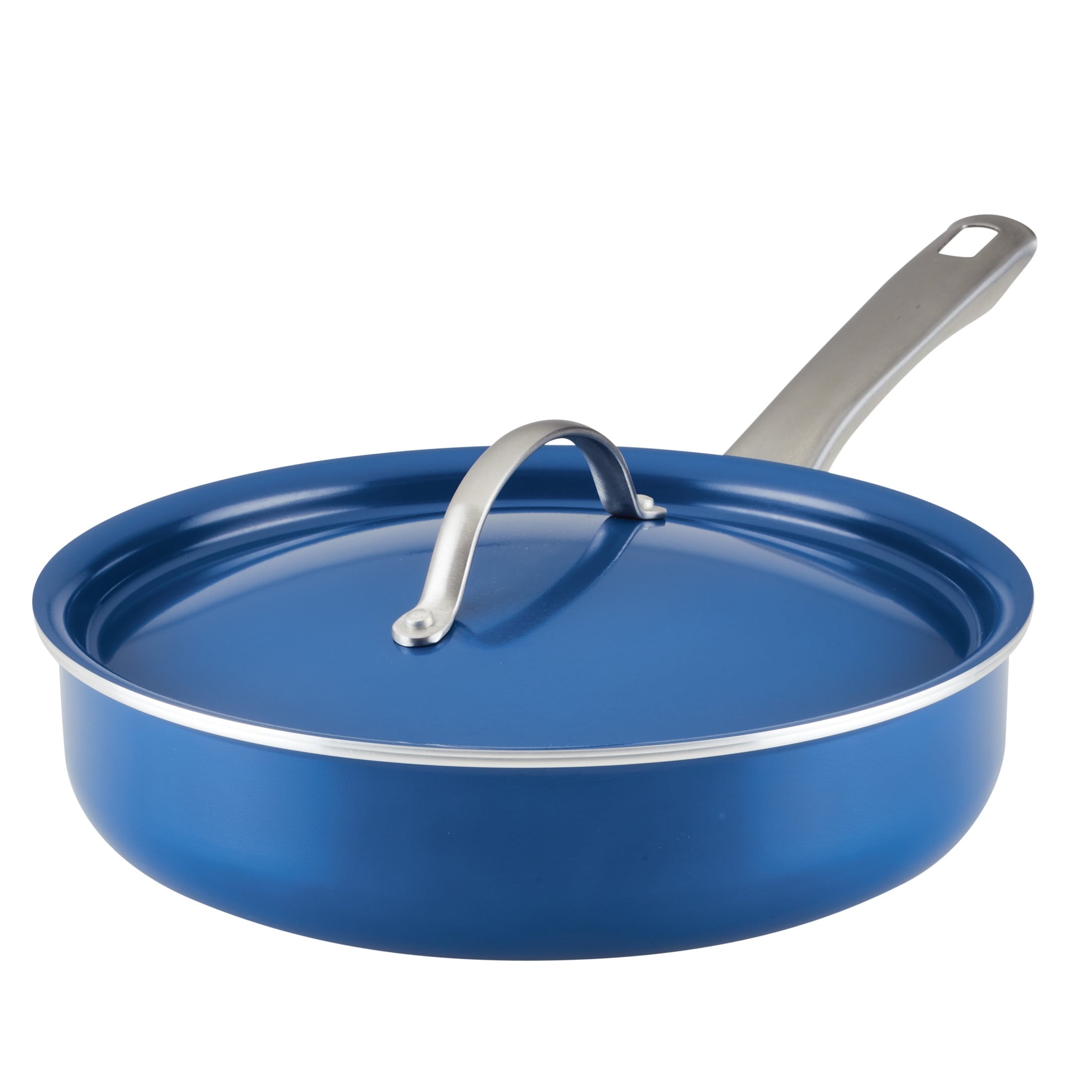 Farberware Vibrance 2.75 Quart Ceramic Nonstick Saute Pan with Lid - Dishwasher Safe and Oven Safe to 500°F, Blue