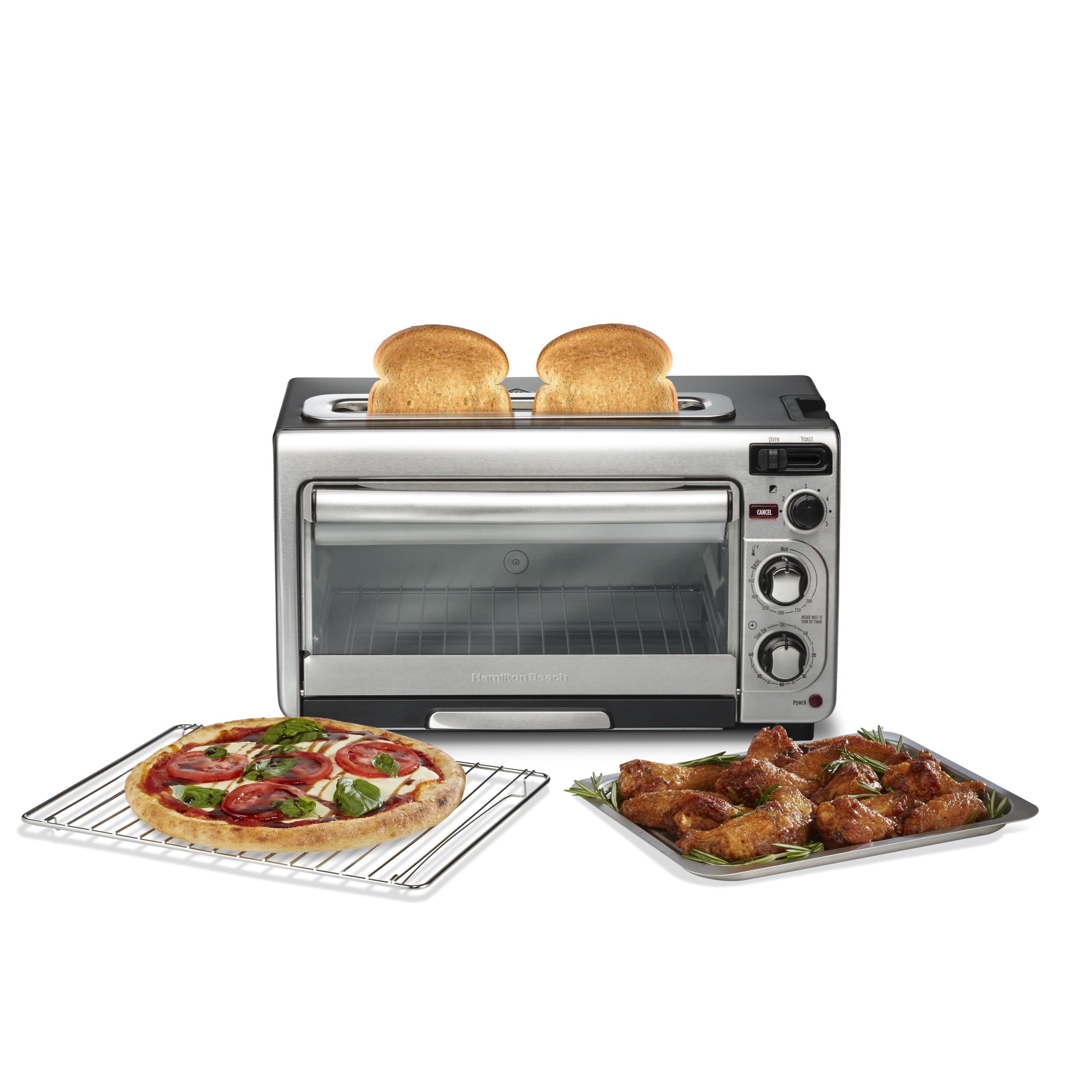 Hamilton Beach 2-in-1 Countertop Toaster Oven & Long Slot 2 Slice Toaster Combo - Stainless Steel