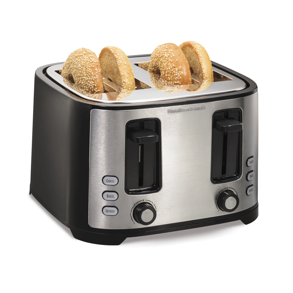 Hamilton Beach 4-Slice Bread and Bagel Toaster with Extra-Wide Slots and Drop-Down Crumb Tray - Black