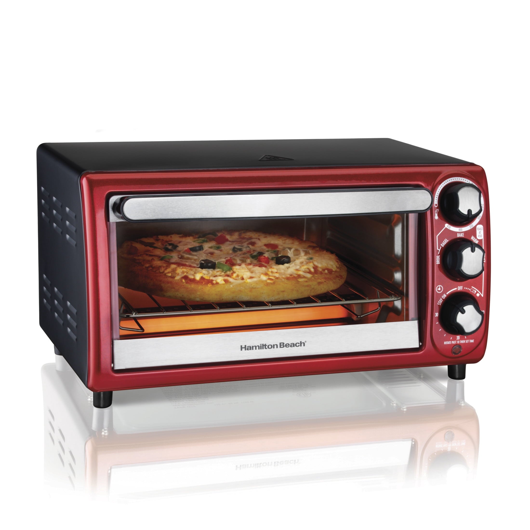 Hamilton Beach 4-Slice Countertop Toaster Oven with 5 Versatile Cooking Modes - Red