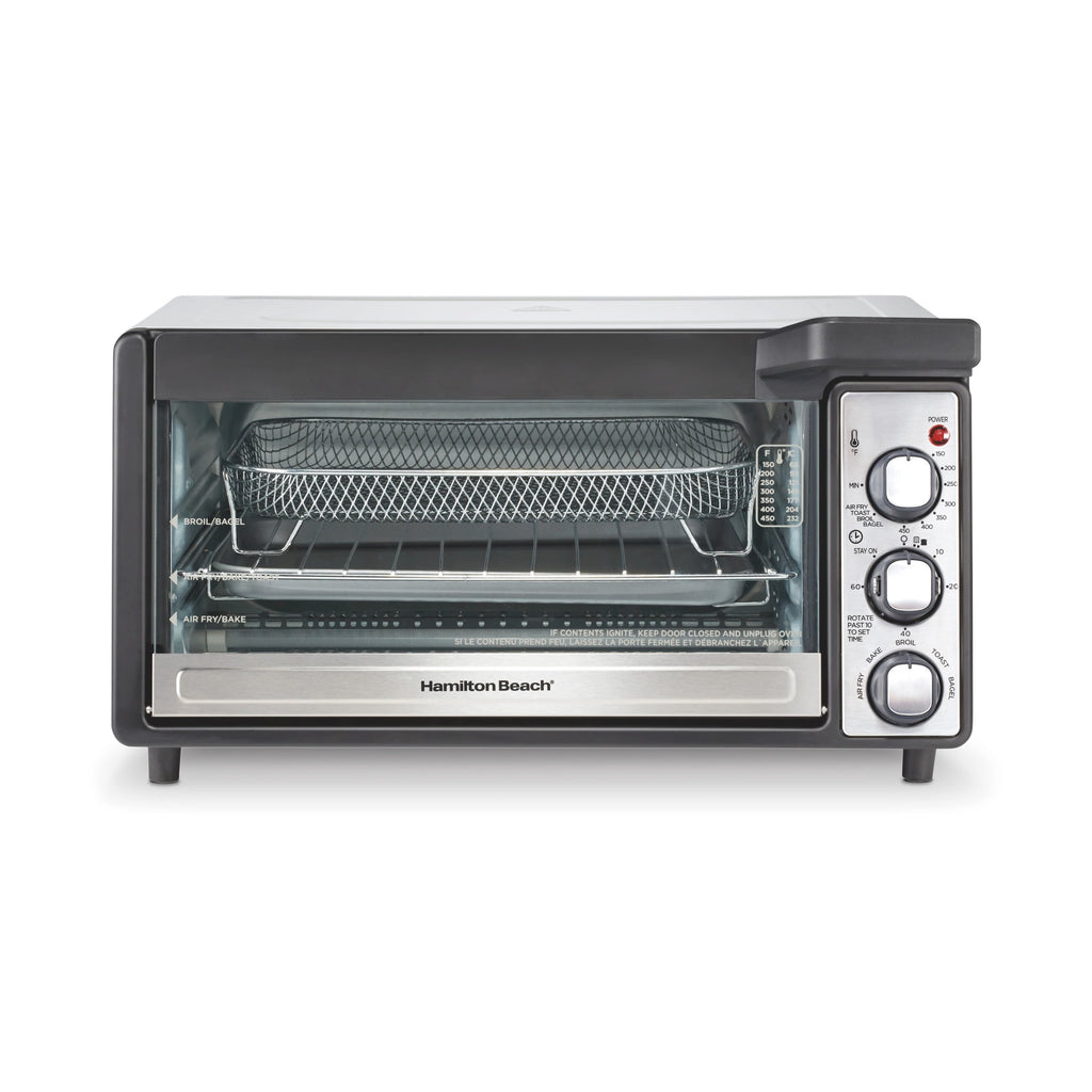 Hamilton Beach 6 Slice Sure-Crisp Air Fry Oven with Easy-View Window - Silver with Black and Stainless Steel Accents, 31480