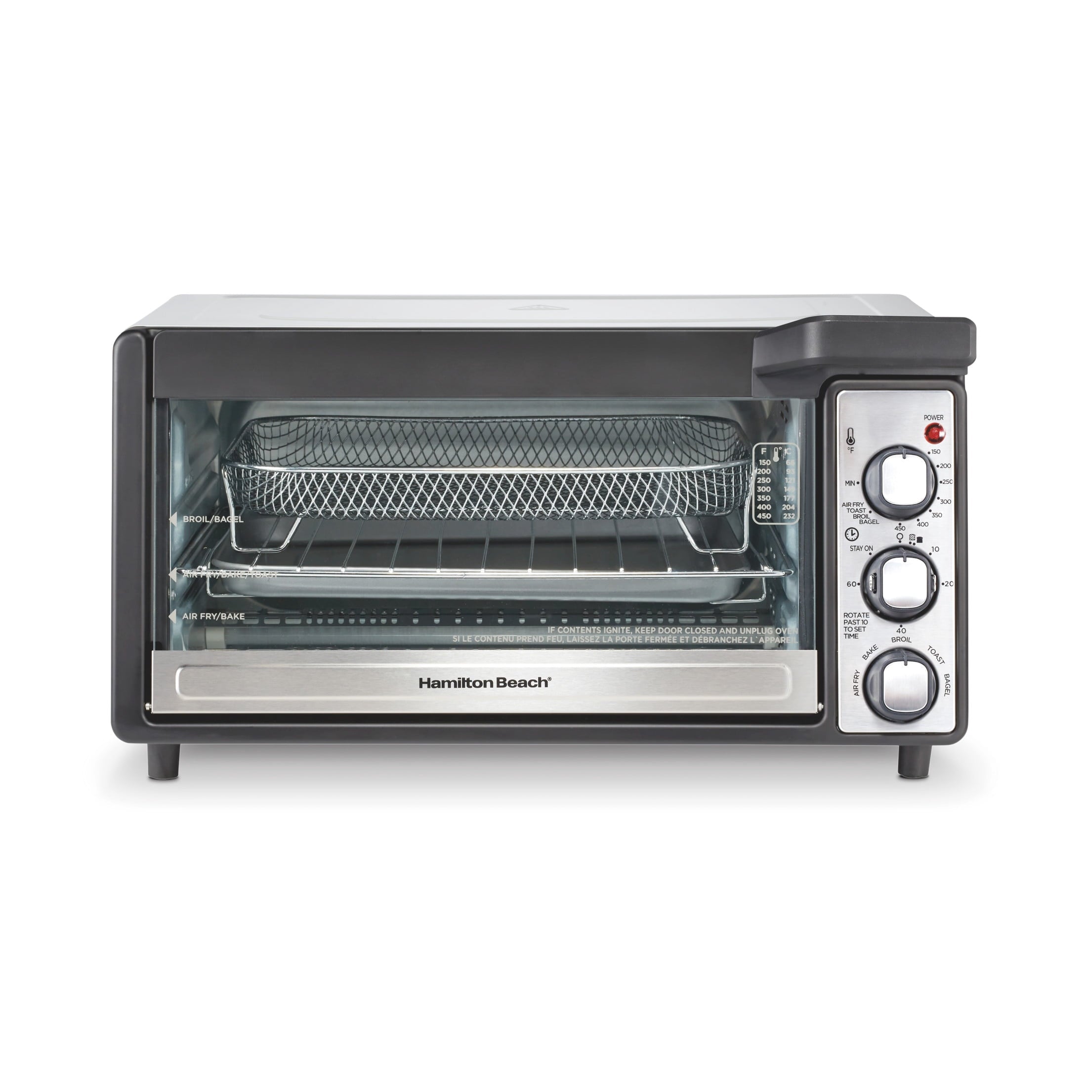 Hamilton Beach 6 Slice Sure-Crisp Air Fry Oven with Easy-View Window - Silver with Black and Stainless Steel Accents, 31480