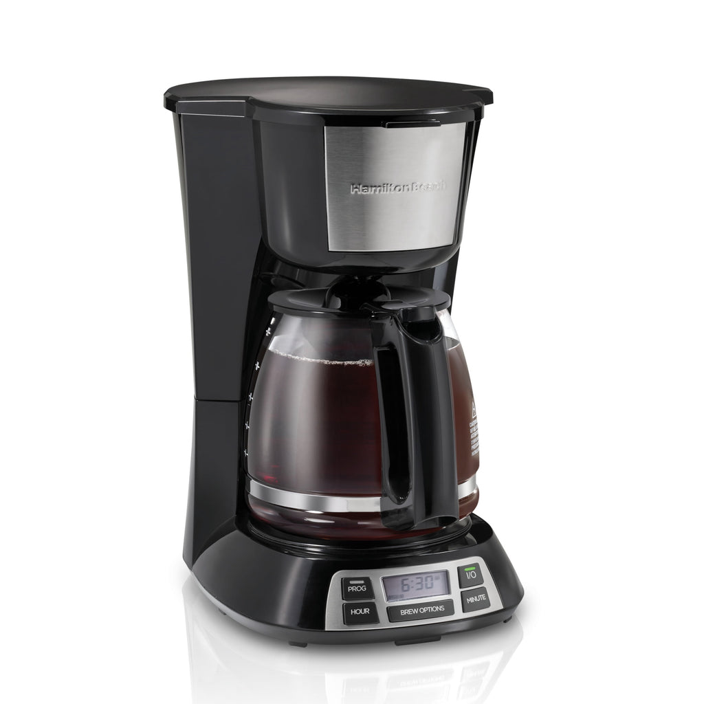 Hamilton Beach Bold Brew 12-Cup Programmable Drip Coffee Maker Machine with Glass Coffee Pot - Black