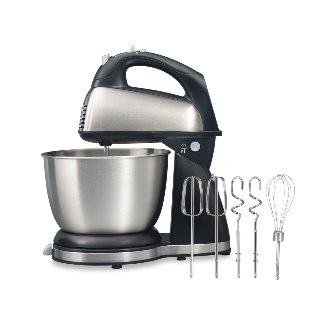 Hamilton Beach Classic Stand and Hand Mixer Combo for Kitchen - 4 Quart, 6 Speeds with Quick Burst, Black