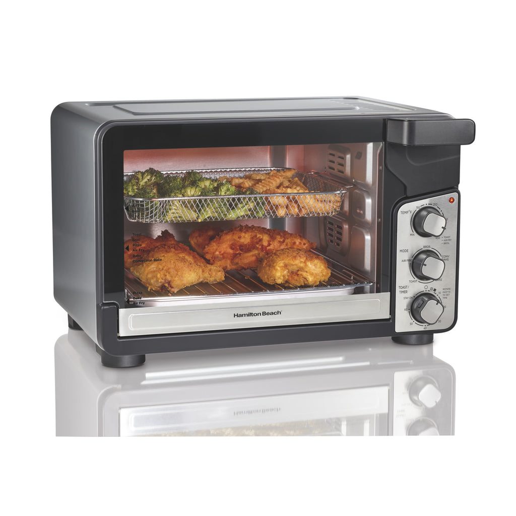 Hamilton Beach Easy View XL Air Fryer Toaster Oven with Sure-Crisp Air Fry technology - 6 Slice, 5-in-1 Countertop Oven, Black