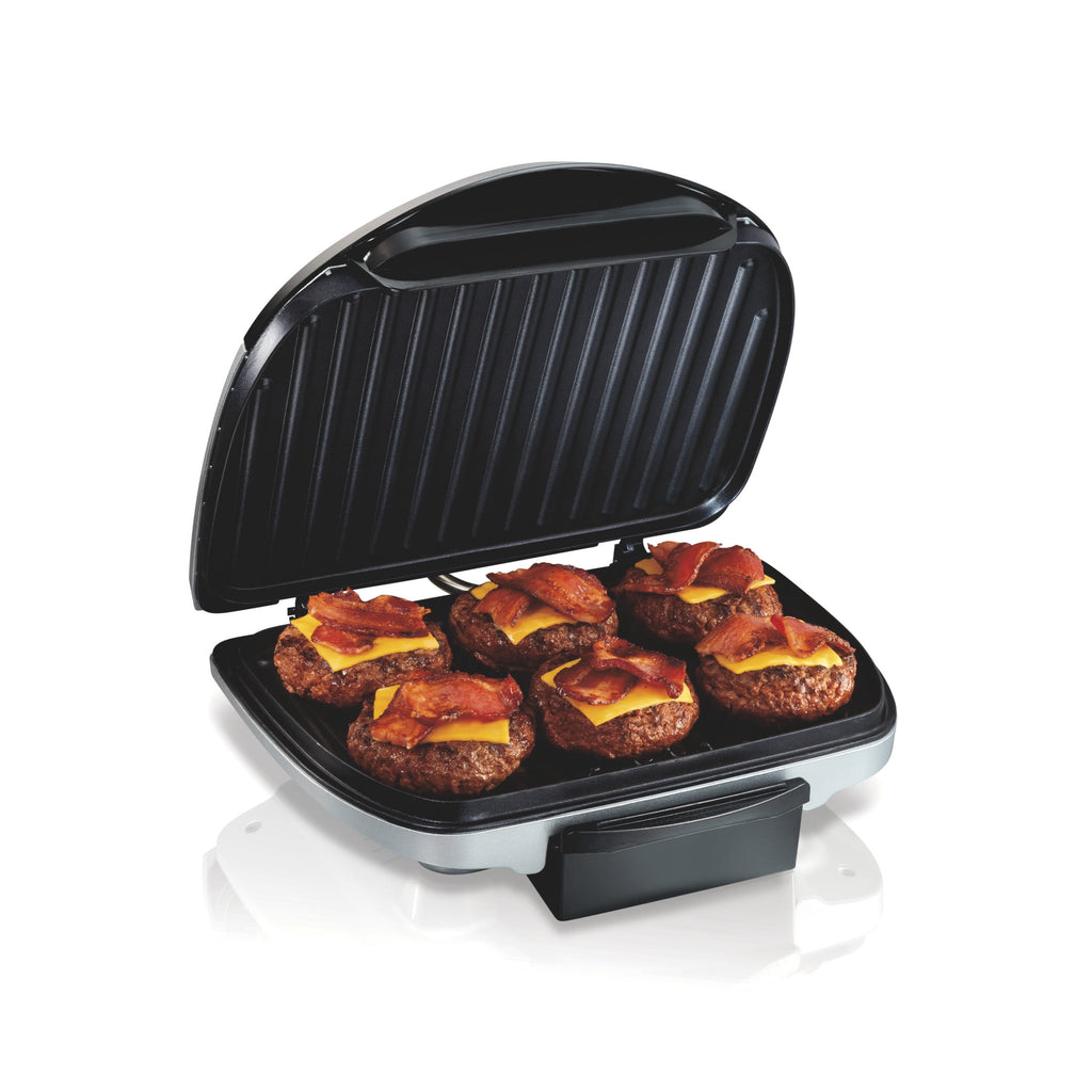 Hamilton Beach Electric Indoor Grill - Smokeless Grill with Floating Hinge for Thicker Foods, Stainless Steel