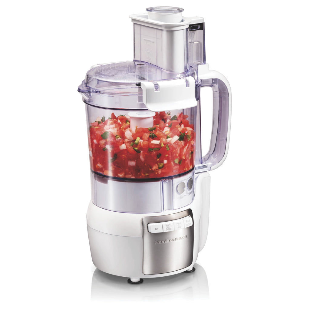 Hamilton Beach 12 Cup Food Processor and Chopper with Stack & Snap Design and Extra Large Chute - White