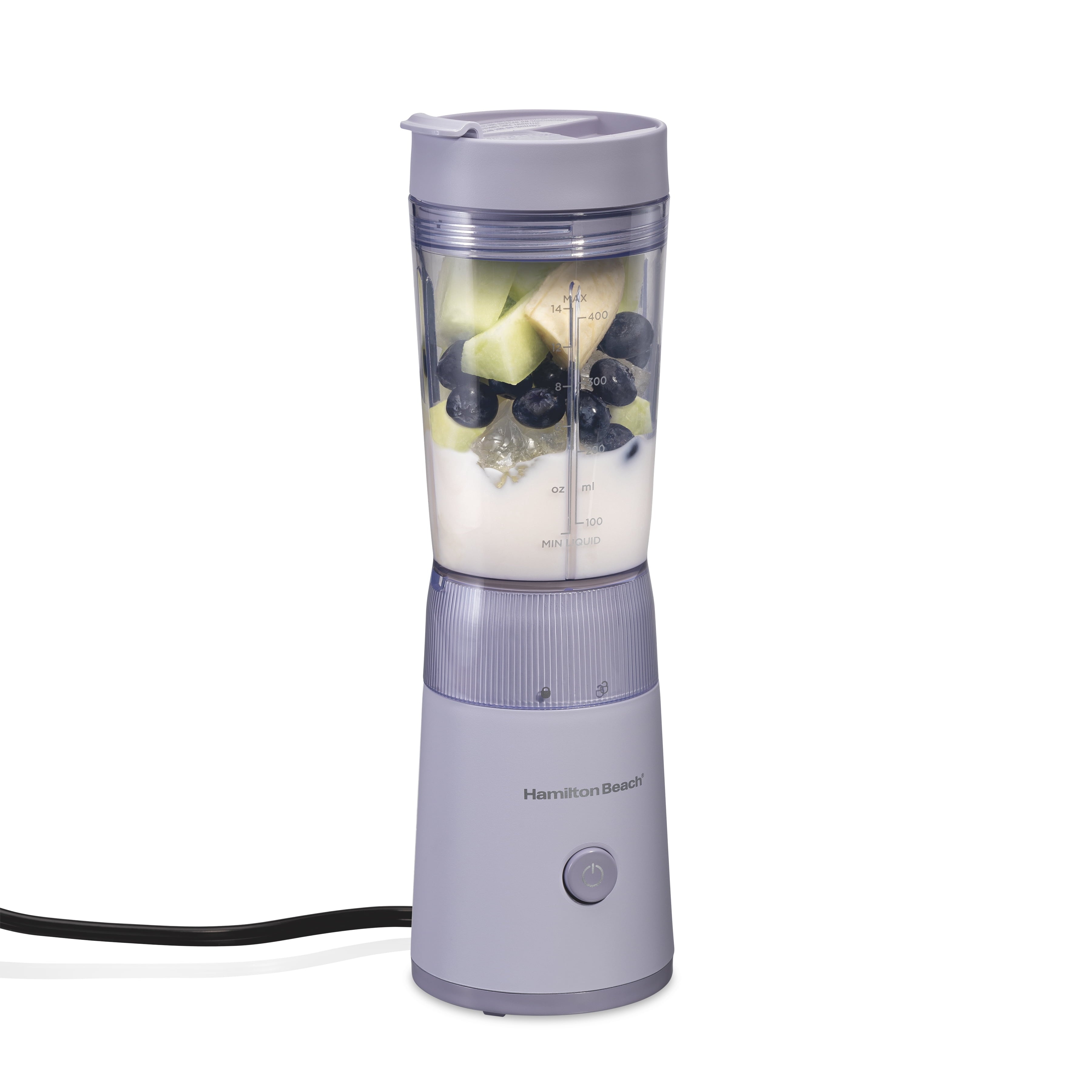 Hamilton Beach Personal Blender - 14 oz BPA-Free Jar 300 W Portable Blender for Shakes and Smoothies with Leakproof Lid, Purple