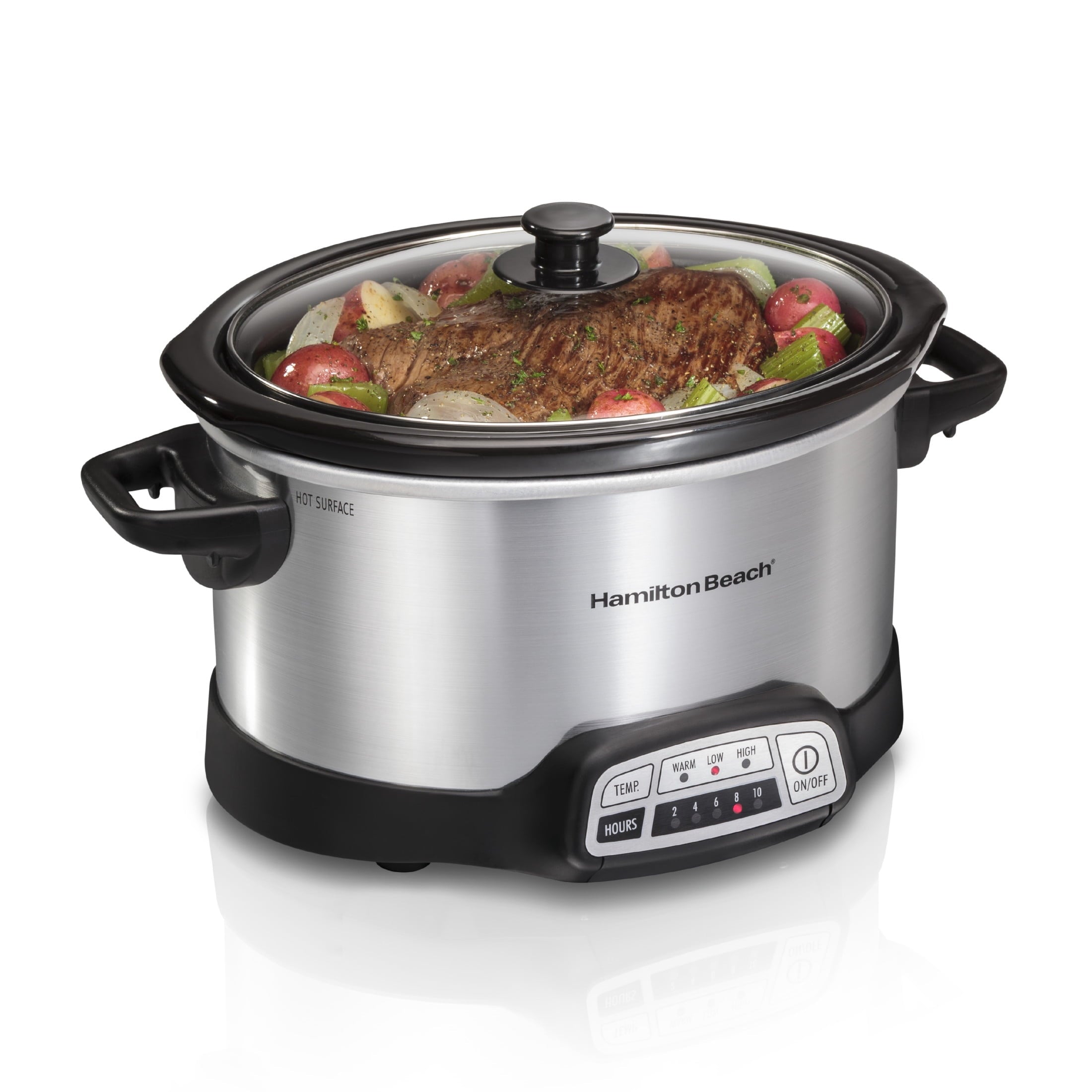 Hamilton Beach 4 Qt Programmable Slow Cooker - Stoneware Crock with Removable Pot, Stainless Steel