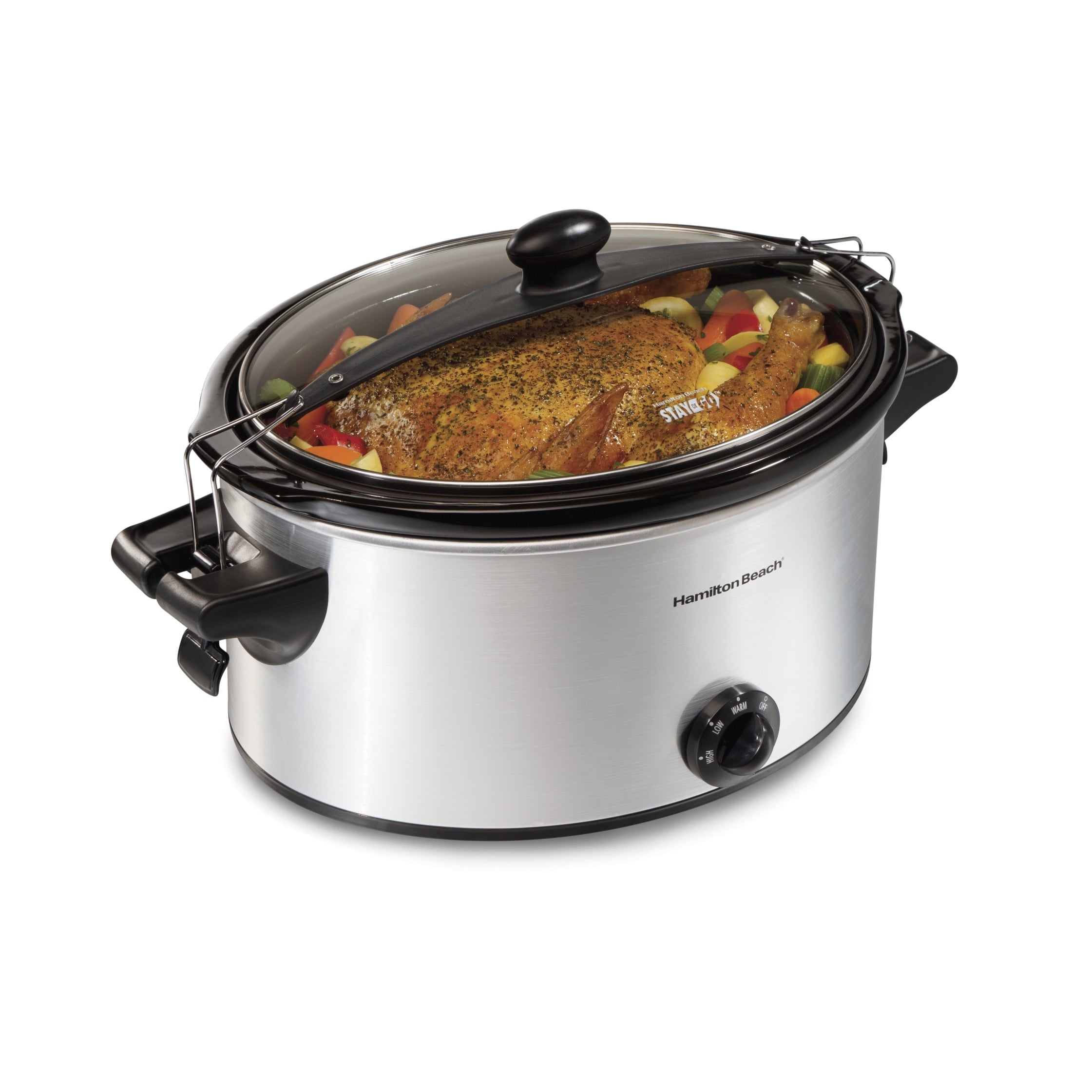 Hamilton Beach 6 Qt Slow Cooker - Stoneware Crock with Removable Pot, Stainless Steel