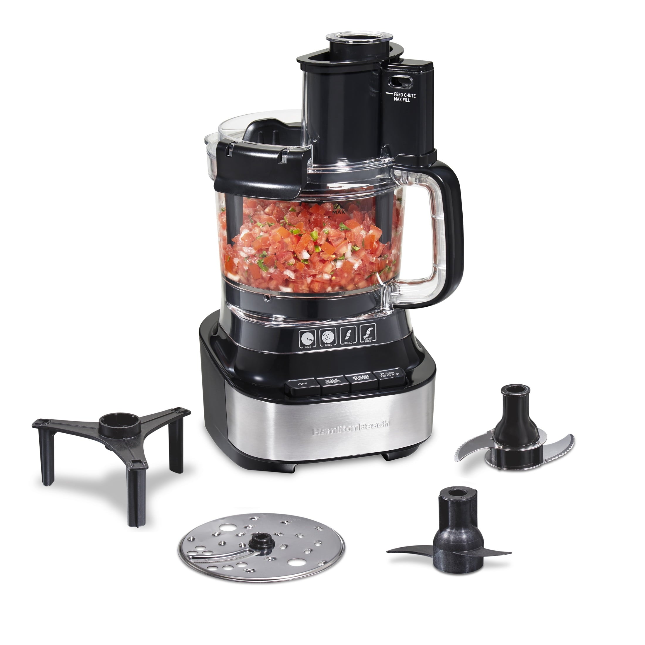 Hamilton Beach Stack & Snap 10-Cup Food Processor - 500 W, 2-Speed with Pulse, Extra-Large Chute and Bowl Scraper, Black