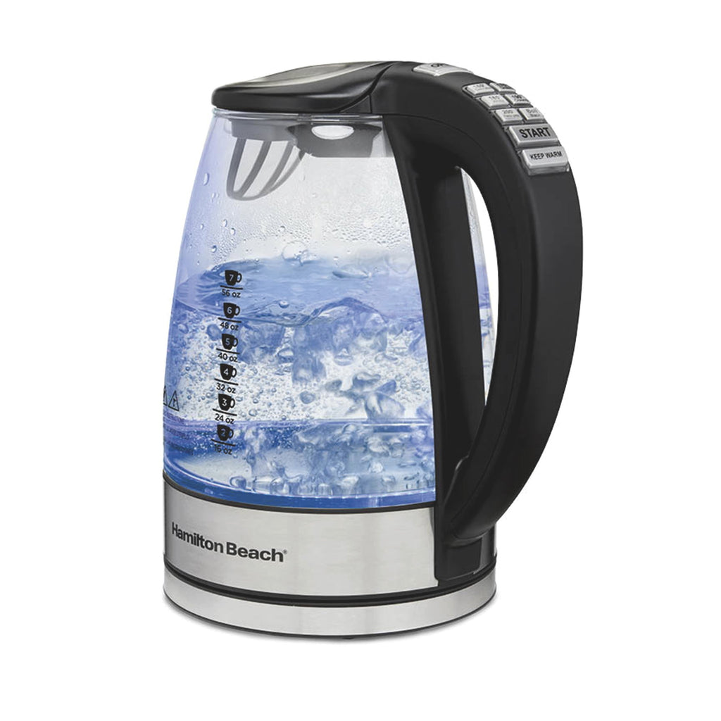 Hamilton Beach Temperature-Control 1.7L Electric Glass Kettle with Auto Shutoff and Ultra-Fast Heating - Tea & Water Kettle