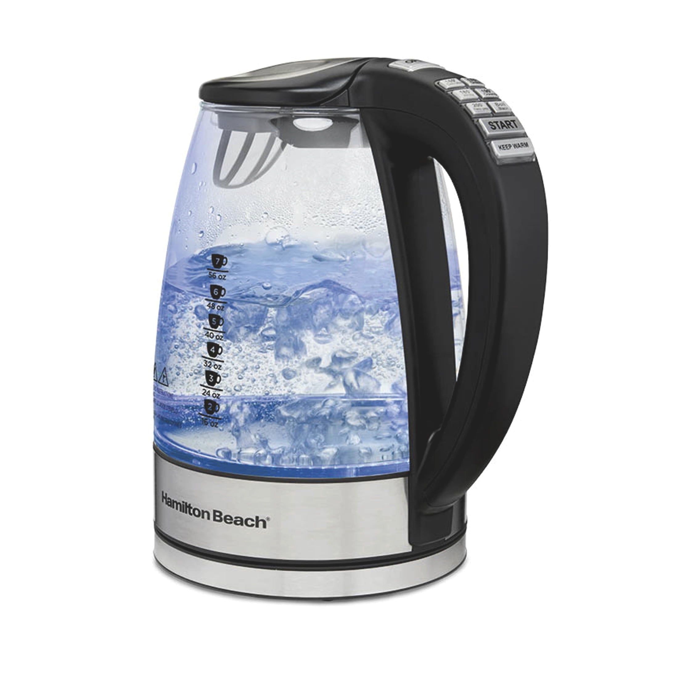 Hamilton Beach Temperature-Control 1.7L Electric Glass Kettle with Auto Shutoff and Ultra-Fast Heating - Tea & Water Kettle
