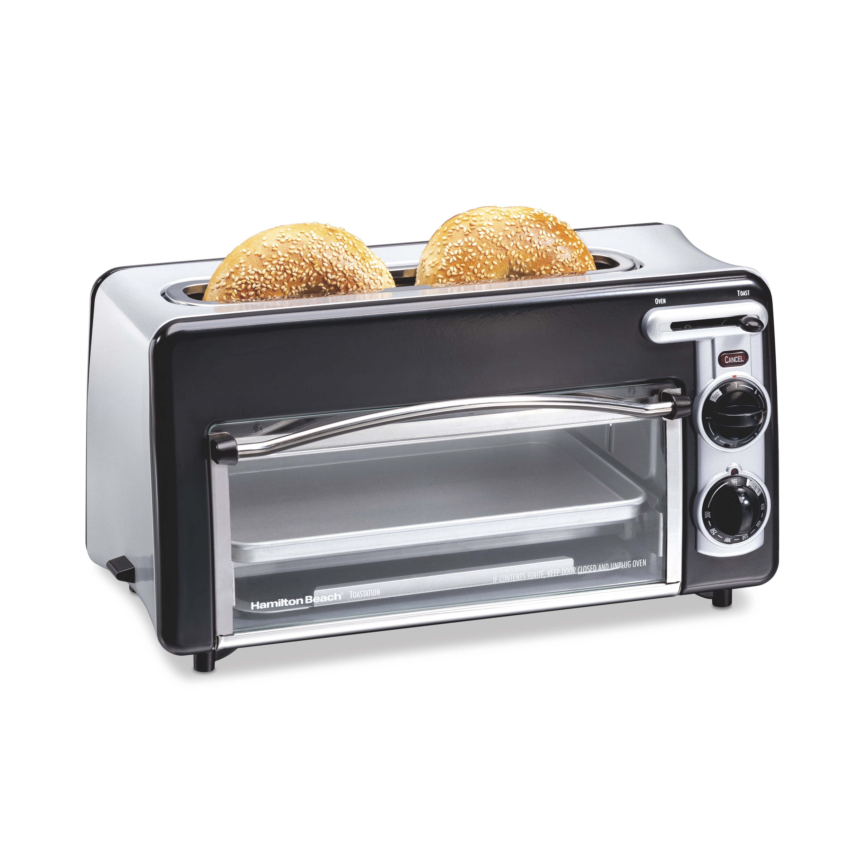Hamilton Beach Toastation 2-in-1 Toaster and Oven with Extra-Wide - Extra-Long Toast Slot, Black