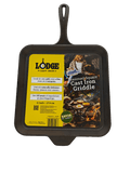 Lodge Cast Iron 11" Savor the Outdoors - Seasoned Square Griddle, Black