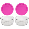 Pyrex 7201 4-Cup Bowls & 7201-PC Berry Pink Lids (2-Pack) - Made in USA
