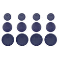 Pyrex (4) 7200-PC 2-Cup - (4) 7201-PC 4-Cup, and (4) 7202-PC 1-Cup Round Blue Plastic Lids
