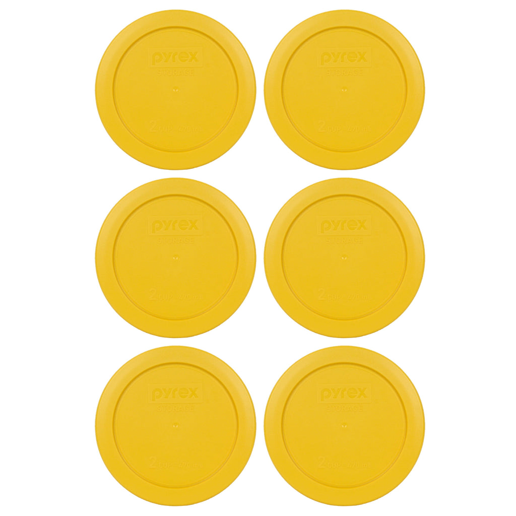 Pyrex 7200-PC Butter Yellow Plastic Food Storage Replacement Lid Cover (6-Pack)