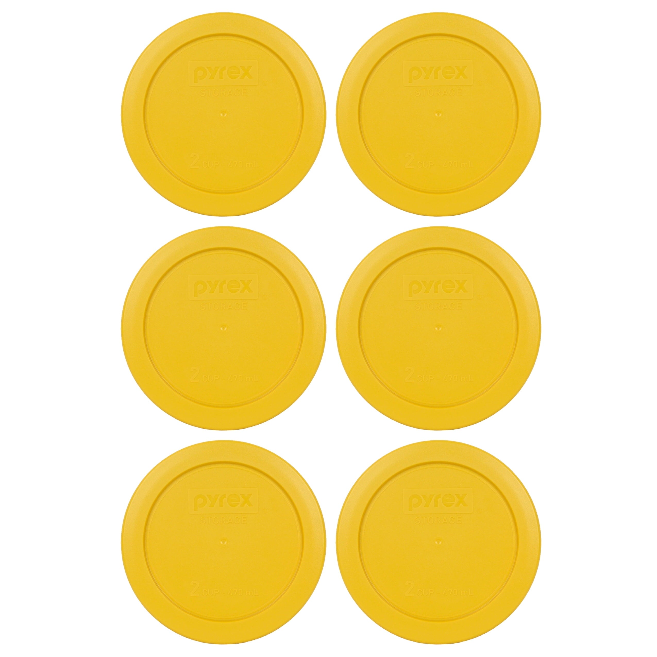 Pyrex 7200-PC Butter Yellow Plastic Food Storage Replacement Lid Cover (6-Pack)