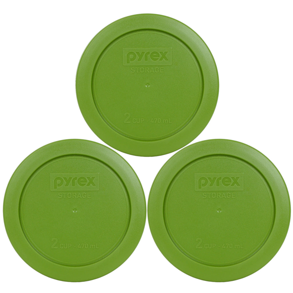 Pyrex 7200-PC Lawn Green Plastic Food Storage Lid Cover (3-Pack)