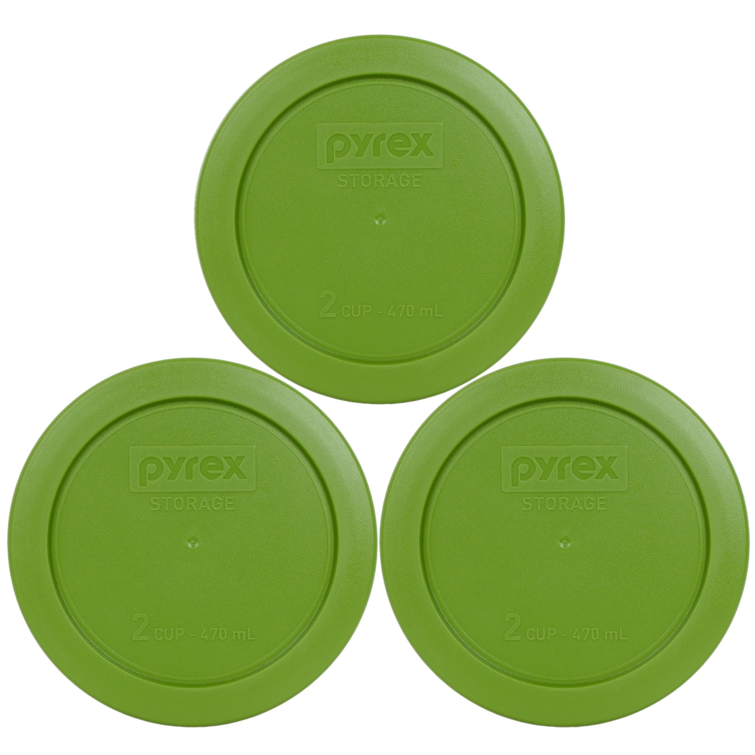 Pyrex 7200-PC Lawn Green Plastic Food Storage Lid Cover (3-Pack)