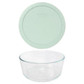 Pyrex 7203 7-Cup Round Glass Food Storage Bowl with 7402-PC Muddy Aqua Plastic Lid