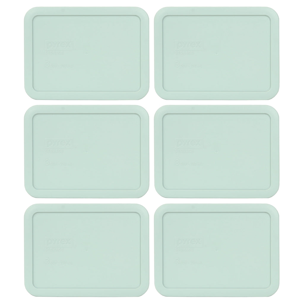 Pyrex 7210-PC Muddy Aqua Rectangle Plastic Replacement Lid Cover (6-Pack)