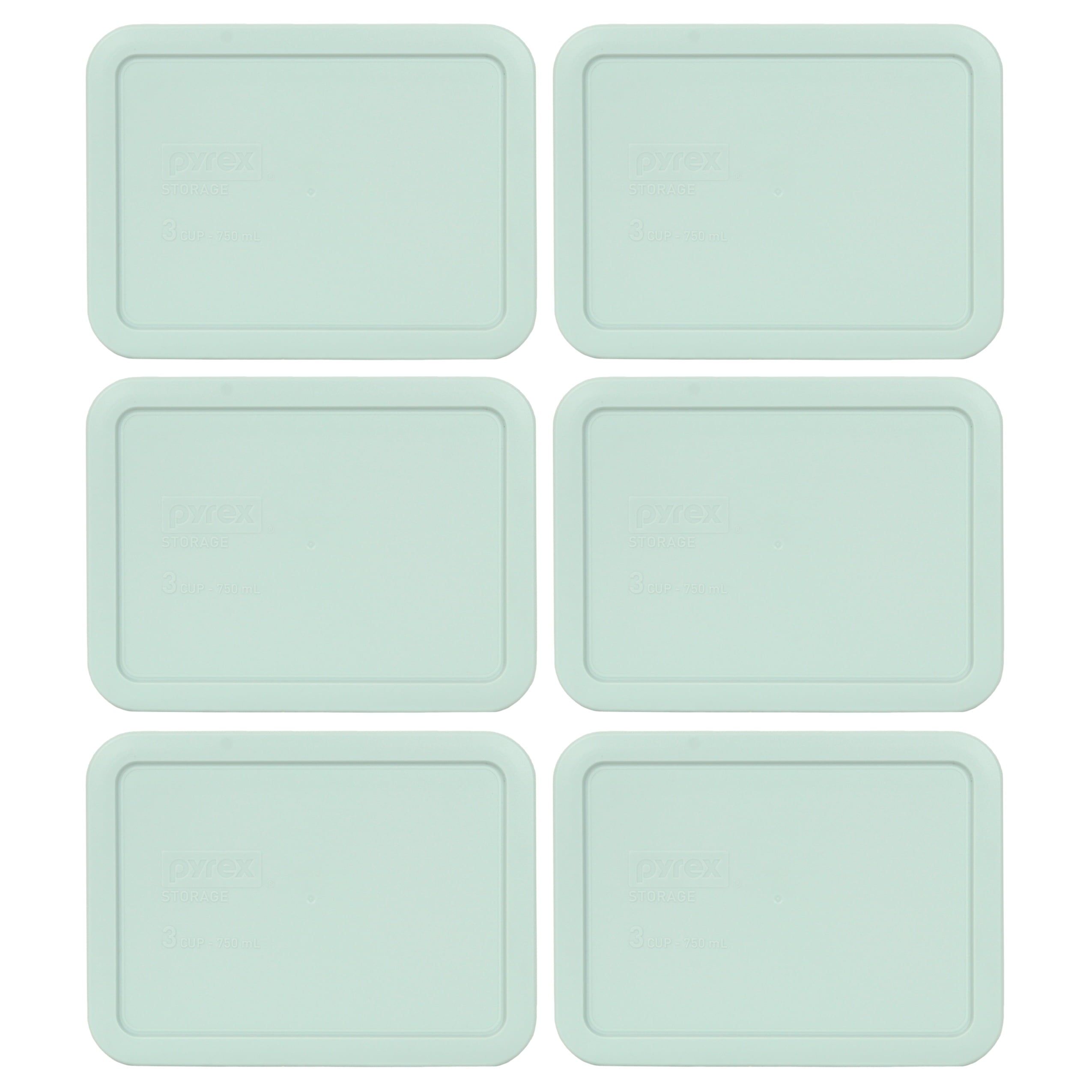 Pyrex 7210-PC Muddy Aqua Rectangle Plastic Replacement Lid Cover (6-Pack)