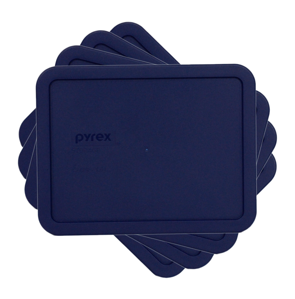 Pyrex 7211-PC Blue Rectangle Plastic Storage Replacement Lid Cover (4-Pack)