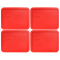 Pyrex 7211-PC Red Rectangle Plastic Storage Replacement Lid Cover (4-Pack)
