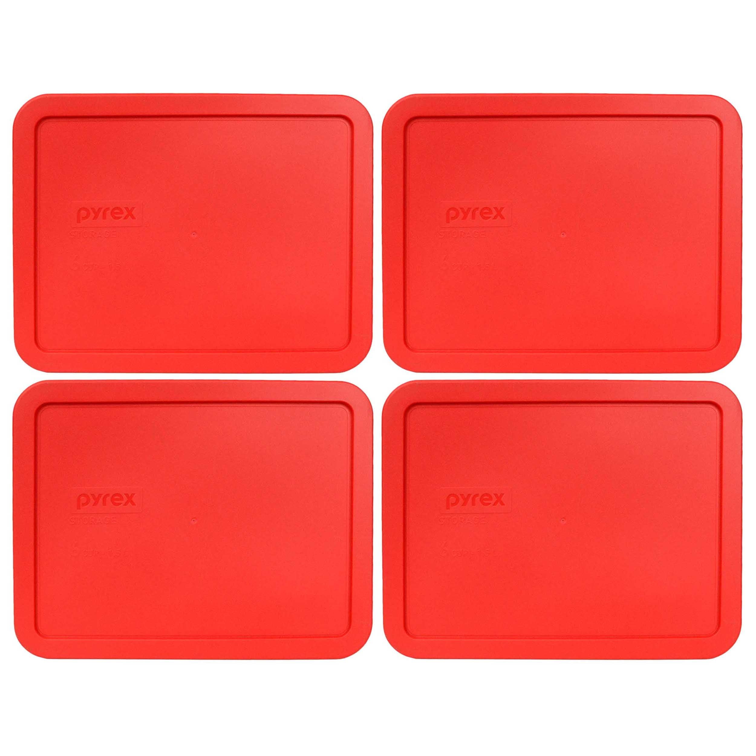 Pyrex 7211-PC Red Rectangle Plastic Storage Replacement Lid Cover (4-Pack)
