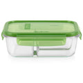 Pyrex MealBox 4-cup Divided Glass Food Storage Container with Green Lid