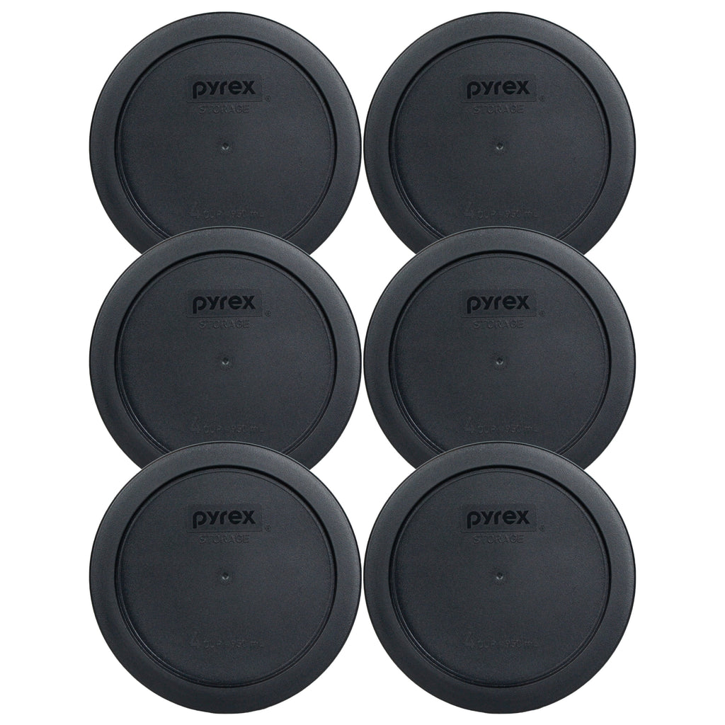 Pyrex Replacement Lid 7201-PC Black Round Plastic Cover (6-Pack) for Pyrex 7201 4-Cup Bowl (Sold Separately)