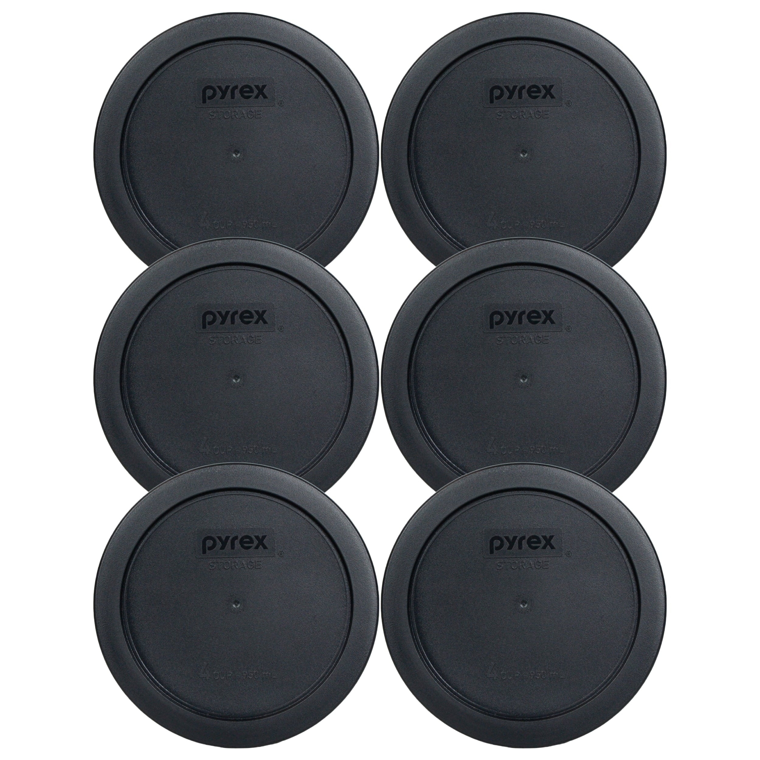 Pyrex Replacement Lid 7201-PC Black Round Plastic Cover (6-Pack) for Pyrex 7201 4-Cup Bowl (Sold Separately)