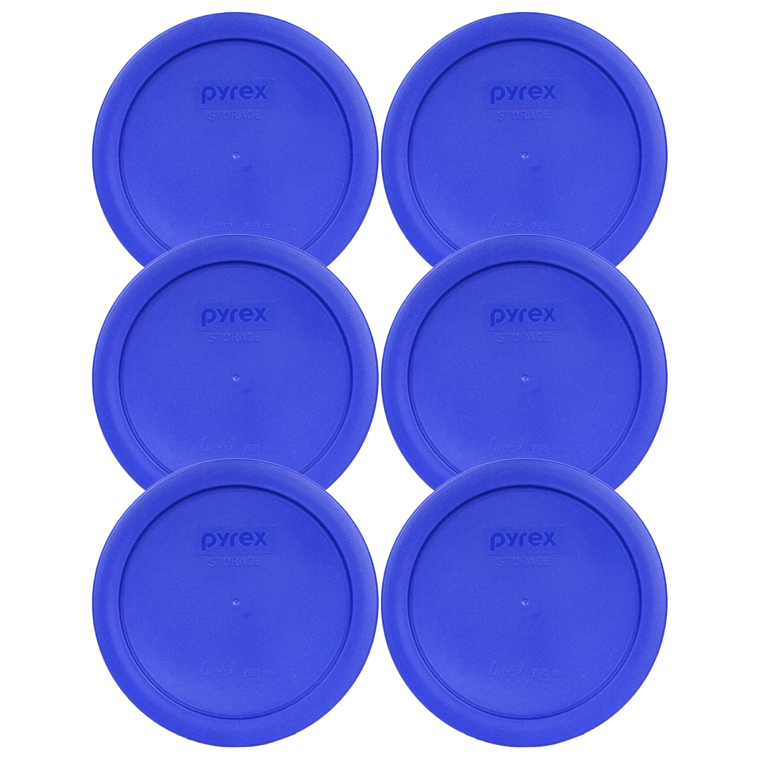 Pyrex Replacement Lid 7201-PC Cobalt Blue Round Plastic Cover (6-Pack) for Pyrex 7201 4-Cup Bowl (Sold Separately)