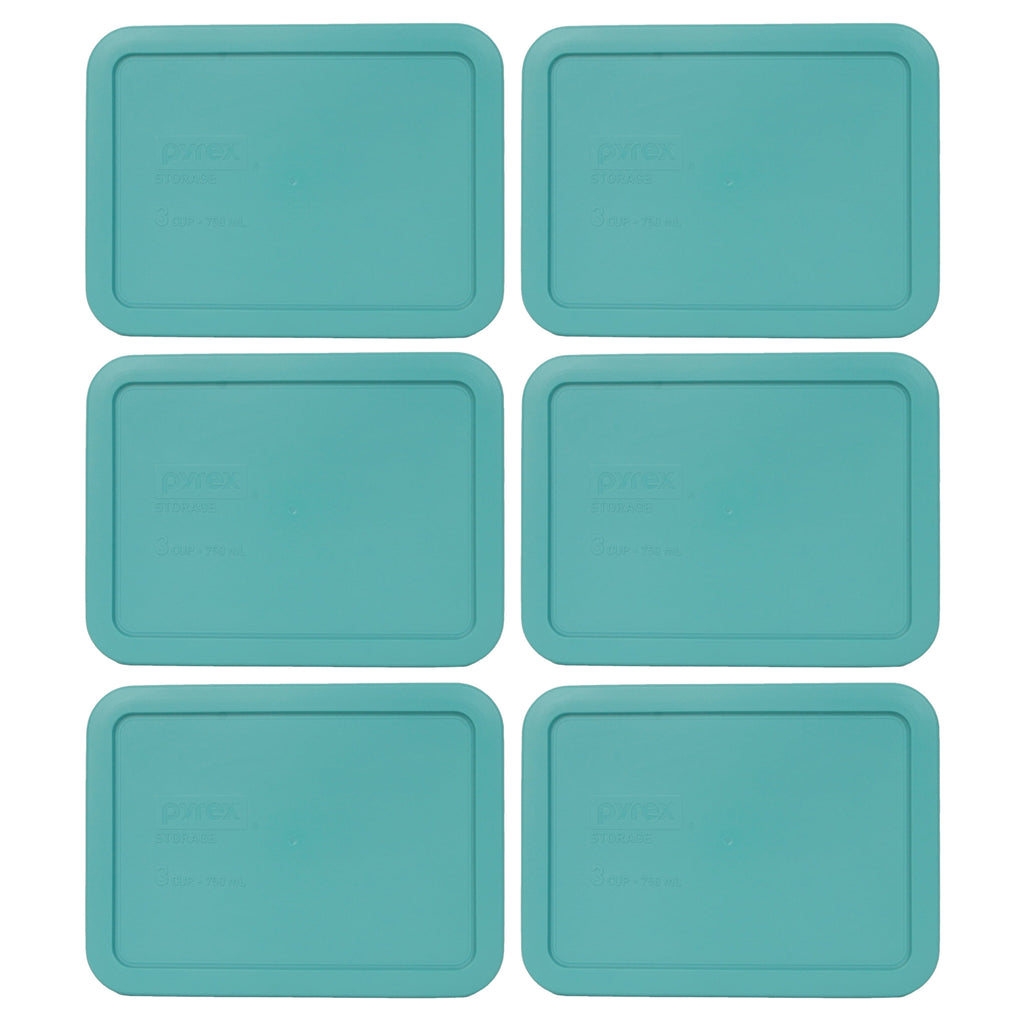 Pyrex Replacement Lid 7210-PC Turquoise Rectangle Cover 6-Pack for Pyrex 7210 3-Cup Dish (Sold Separately)