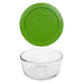 Pyrex Simply Store 7200 2-Cup Glass Storage Bowl with 7200-PC Lawn Green Plastic Lid Cover