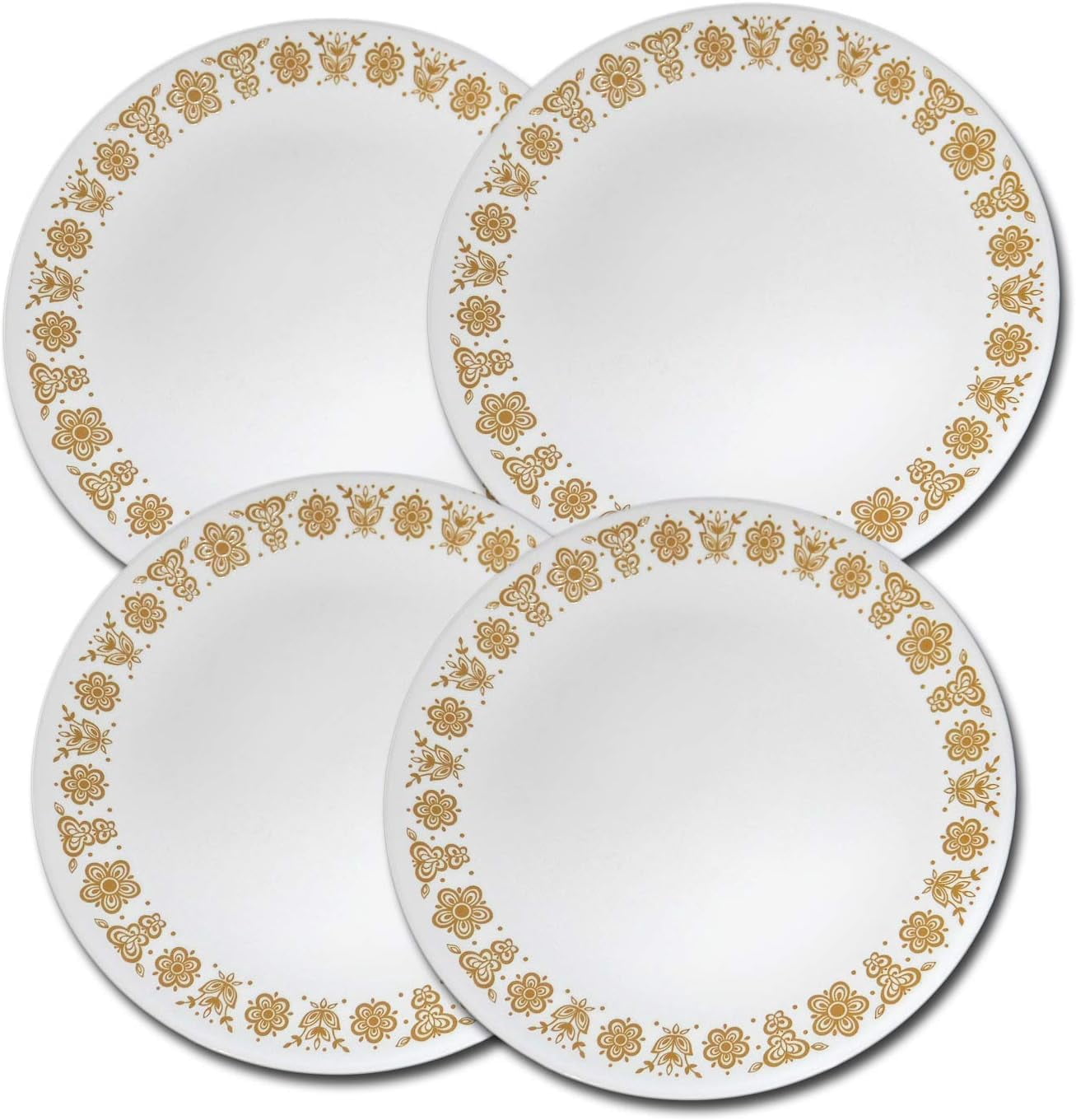 Vintage Corning Corelle Butterfly Gold Large Dinner Plates 10" Plate- Set of 4