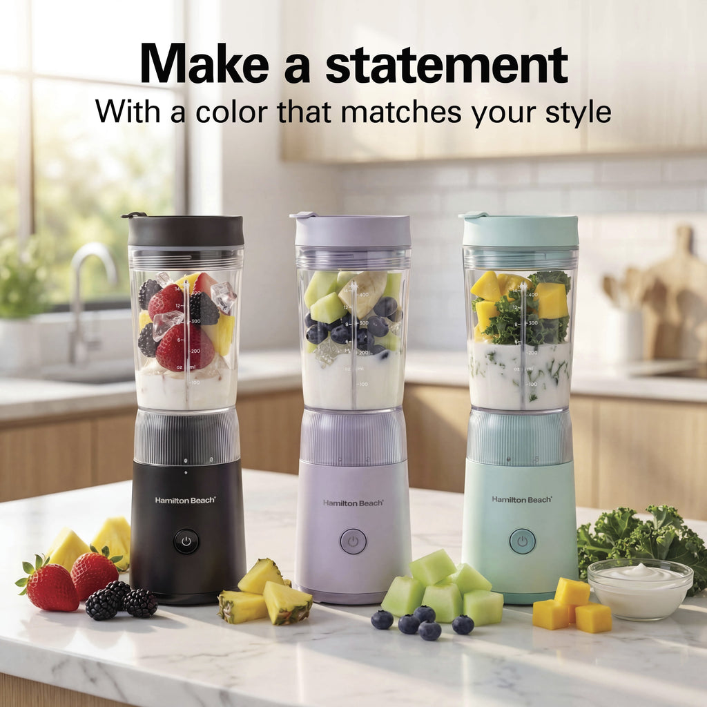 Hamilton Beach Personal Blender - 14 oz BPA-Free Jar 300 W Portable Blender for Shakes and Smoothies with Leakproof Lid, Purple