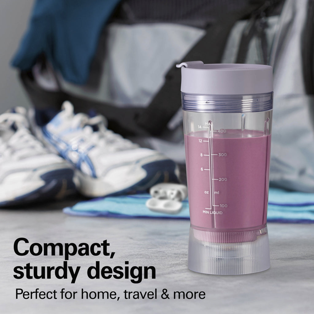 Hamilton Beach Personal Blender - 14 oz BPA-Free Jar 300 W Portable Blender for Shakes and Smoothies with Leakproof Lid, Purple