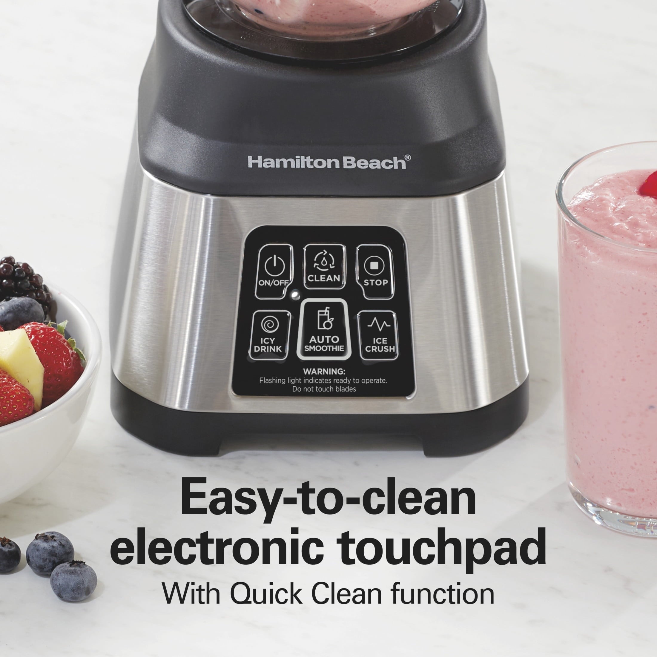 Hamilton Beach Smoothie Smart Blender - 48 oz Glass Jar 850 W Countertop Blender for Kitchen, Stainless Steel