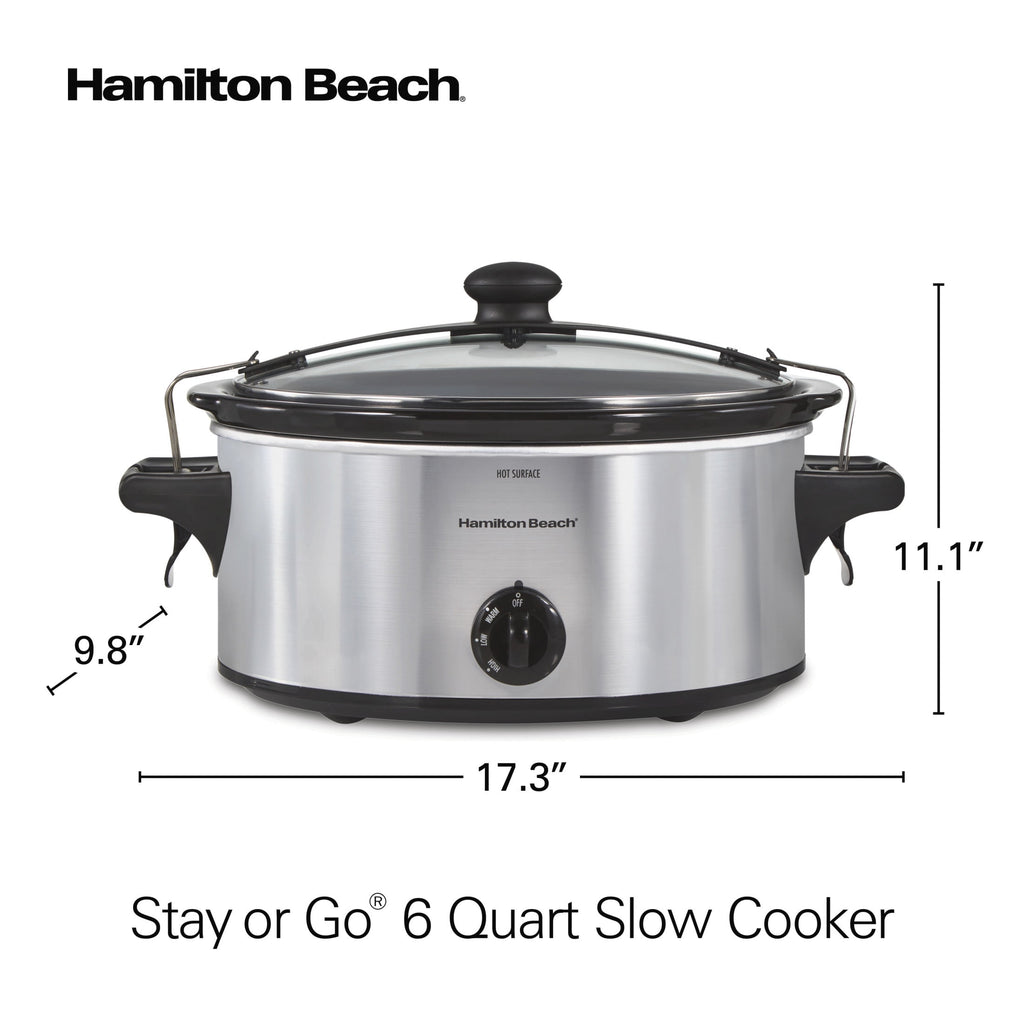 Hamilton Beach 6 Qt Slow Cooker - Stoneware Crock with Removable Pot, Stainless Steel
