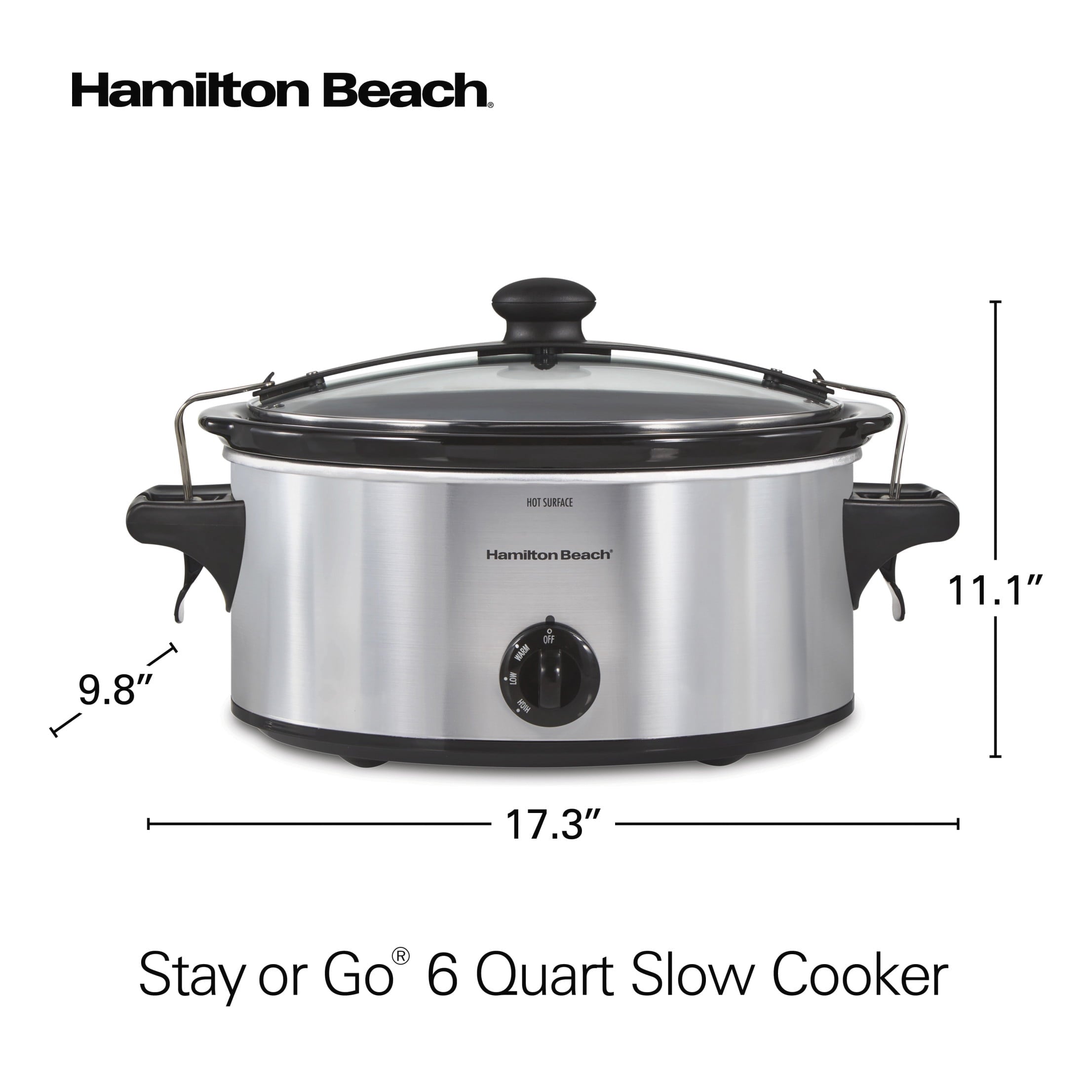 Hamilton Beach 6 Qt Slow Cooker - Stoneware Crock with Removable Pot, Stainless Steel