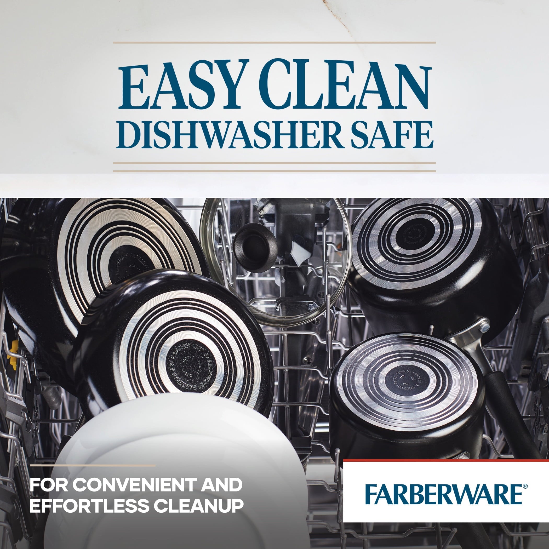 Farberware Easy Clean 3 Pcs Nonstick Frying Pans / Skillets - Dishwasher Safe, 8 Inch, 9.75 Inch, 12 Inch, Black